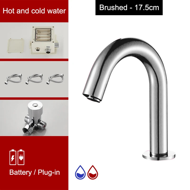 Touchless Sensor Basin Faucet Brass Single Hole Hot & Cold ELS83 Sensor Basin Faucet PLUSH Brush short hot cold G3/8
