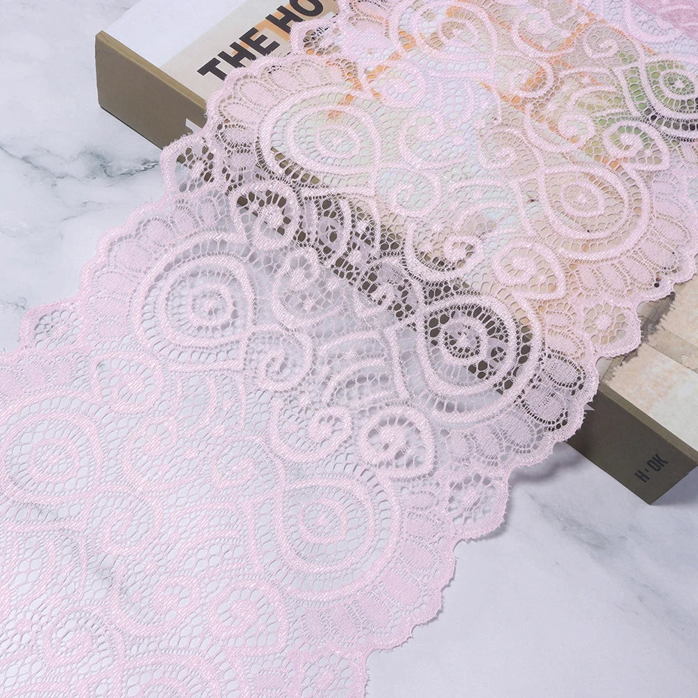 18cm Elastic Floral Lace Trim 1 Yard – DIY Sewing & Crafts Elastic Lace Trim PLUSH pink 18cm