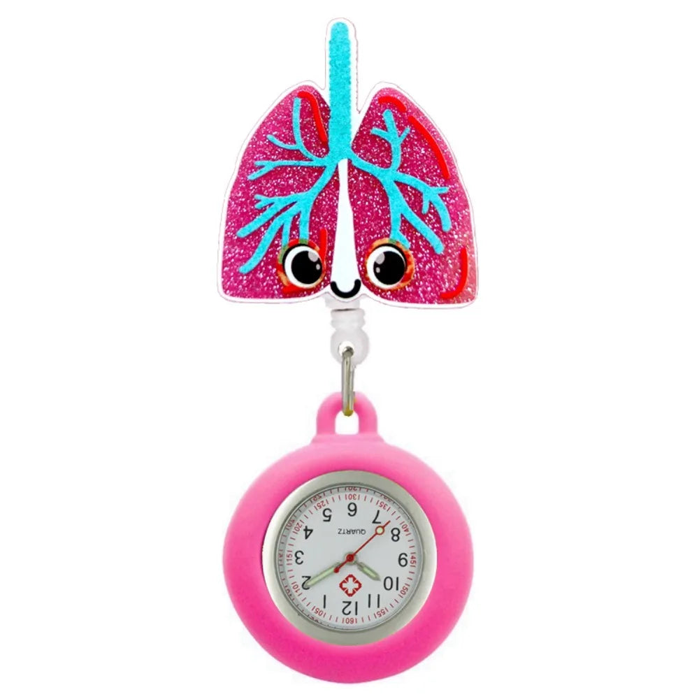 Cartoon Clip-On Nurse Fob Watch | Retractable Silicone Badge Reel Clip-On Fob Watch PLUSH C