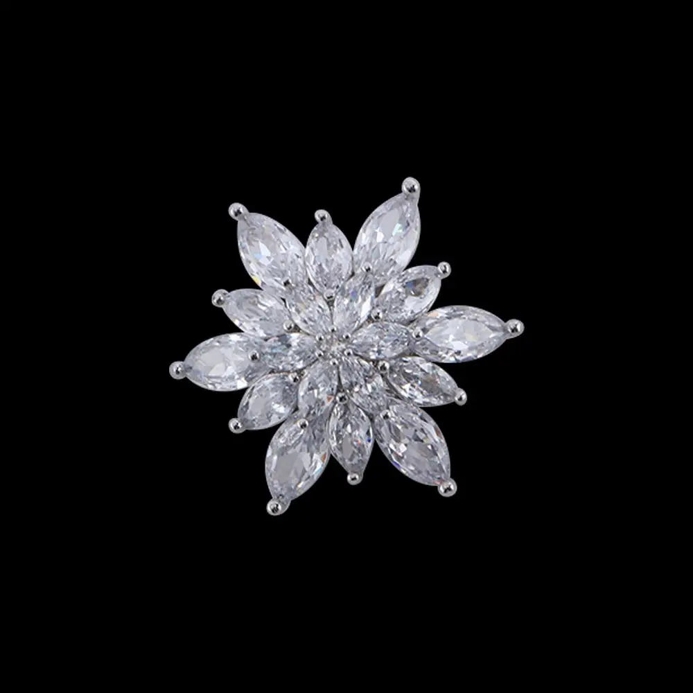 Women's Snowflake Rhinestone Brooch Pin – Zircon Silver Jewelry Rhinestone Brooch Pin PLUSH
