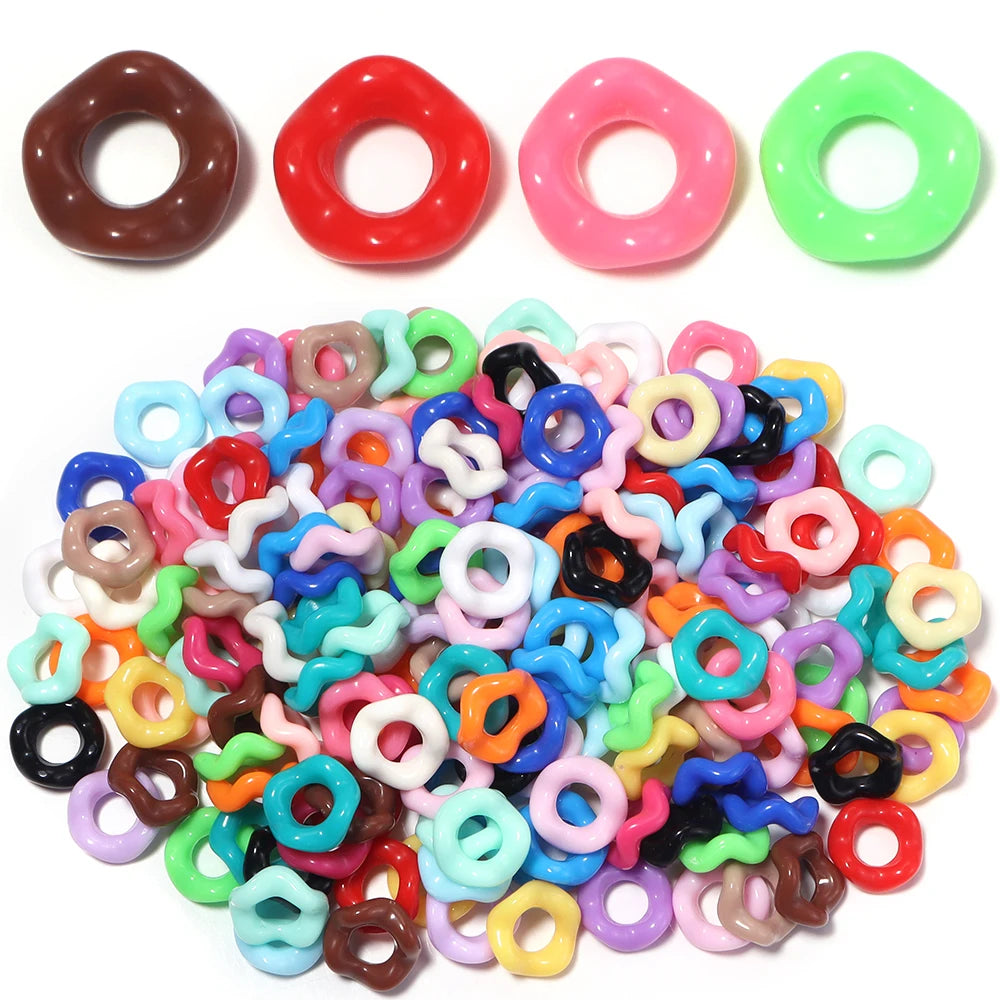 100pcs Colorful Doughnut Acrylic Wavy Spacer Beads | DIY Jewelry Acrylic Spacer Beads PLUSH