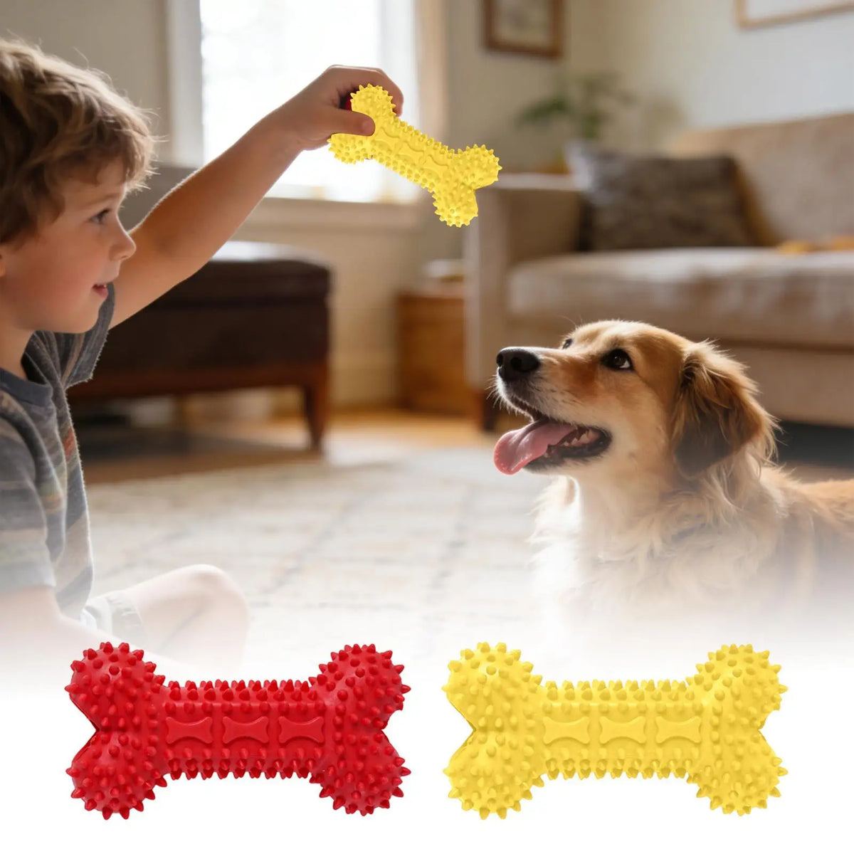 Bone-Shaped Dog Chew Toy – Rubber Teeth Cleaning Stick Dog Chew Toy PLUSH