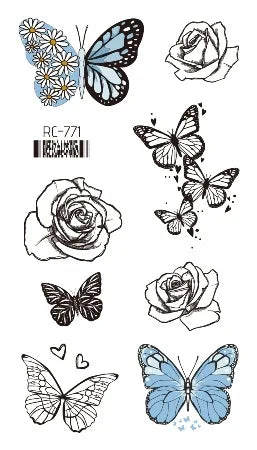 Pink Butterfly Temporary Tattoo Sticker – Waterproof Body Art Temporary Tattoo PLUSH RC-771