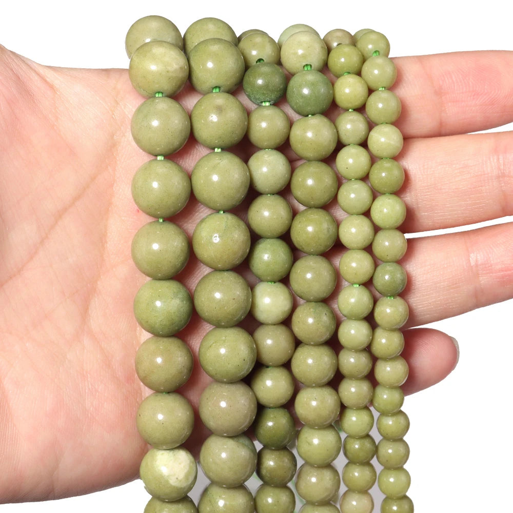 Dark Avocado Green Natural Stone Beads 6/8/10mm DIY Jewelry Natural Stone Beads PLUSH