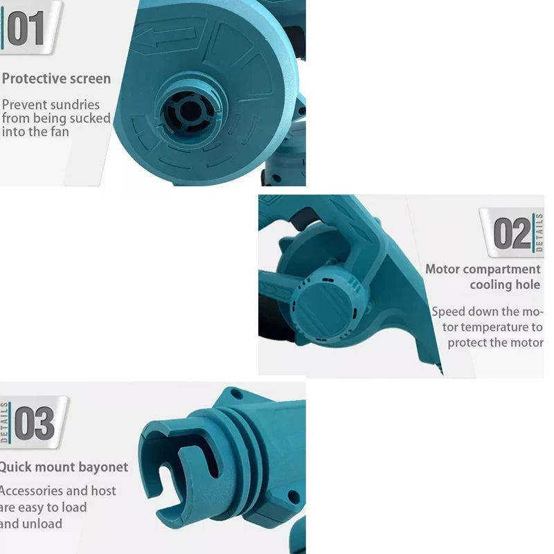 2-in-1 Cordless Air Blower & Vacuum for Makita 18V Battery Cordless Air Blower PLUSH