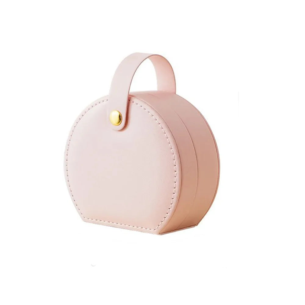 PU Leather Portable Jewelry Organizer Box | Large Capacity Jewelry Storage Box PLUSH Pink
