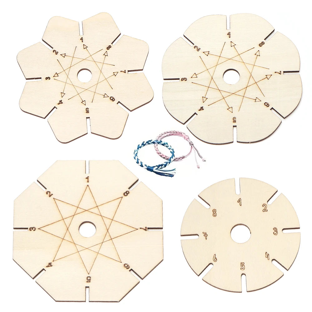 5pcs Round Wooden Bracelet Braiding Disc – DIY Jewelry Tool Jewelry Making Tool PLUSH