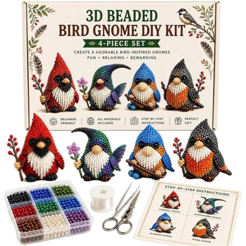 3D Beaded DIY Craft Kit – Gnome & Animal Ornaments DIY Bead Craft Kit PLUSH Style 2
