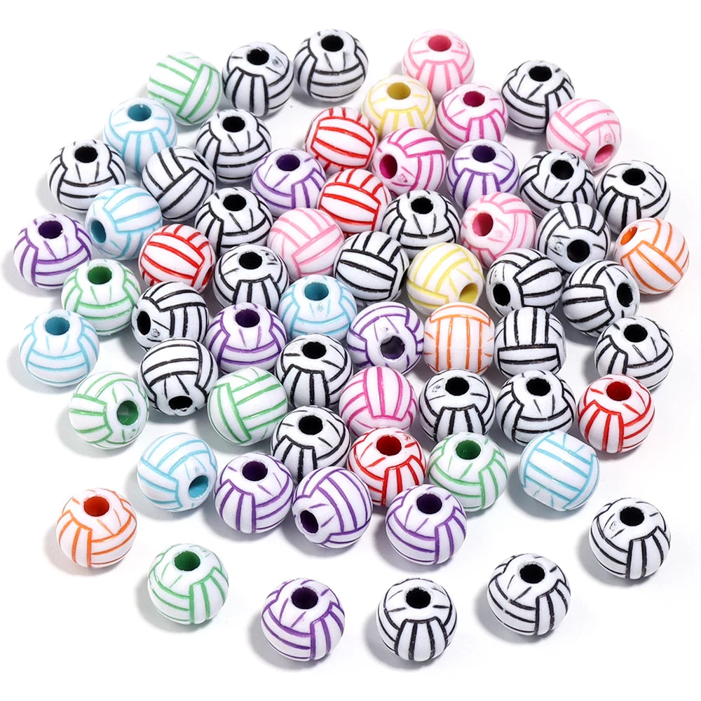 50pcs Sport Ball Acrylic Spacer Beads – DIY Jewelry Making Acrylic Spacer Beads PLUSH