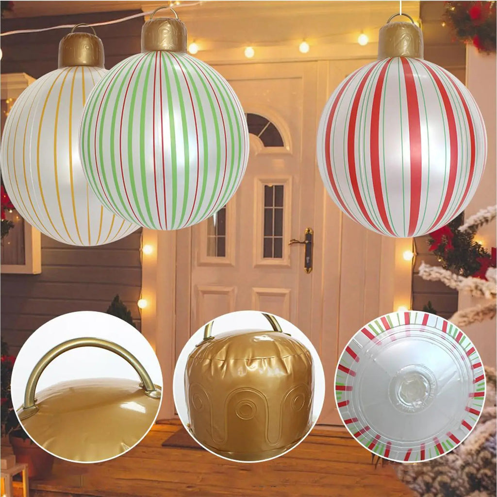 40cm Giant Inflatable Christmas Ball Ornament | PVC Xmas Décor Inflatable Christmas Ornament PLUSH