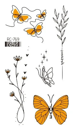 Pink Butterfly Temporary Tattoo Sticker – Waterproof Body Art