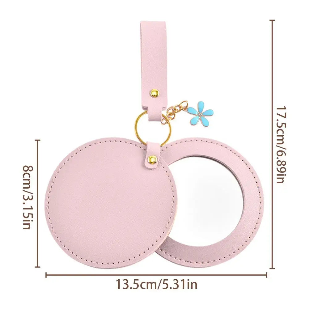 PU Leather Round Pocket Mirror – Compact Travel Makeup Mirror Compact Makeup Mirror PLUSH Pinks