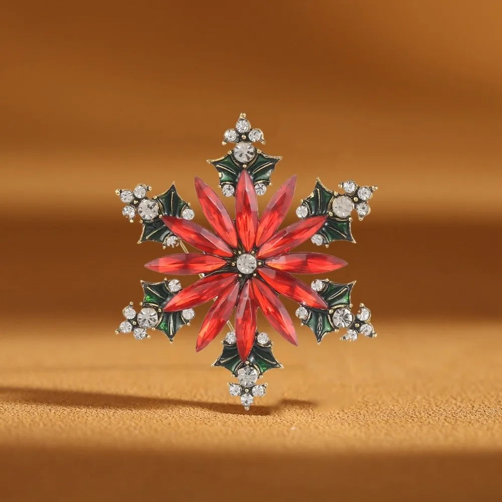 Vintage Snowflake Rhinestone Brooch Pin – Elegant Holiday Rhinestone Brooch Pin PLUSH Style B