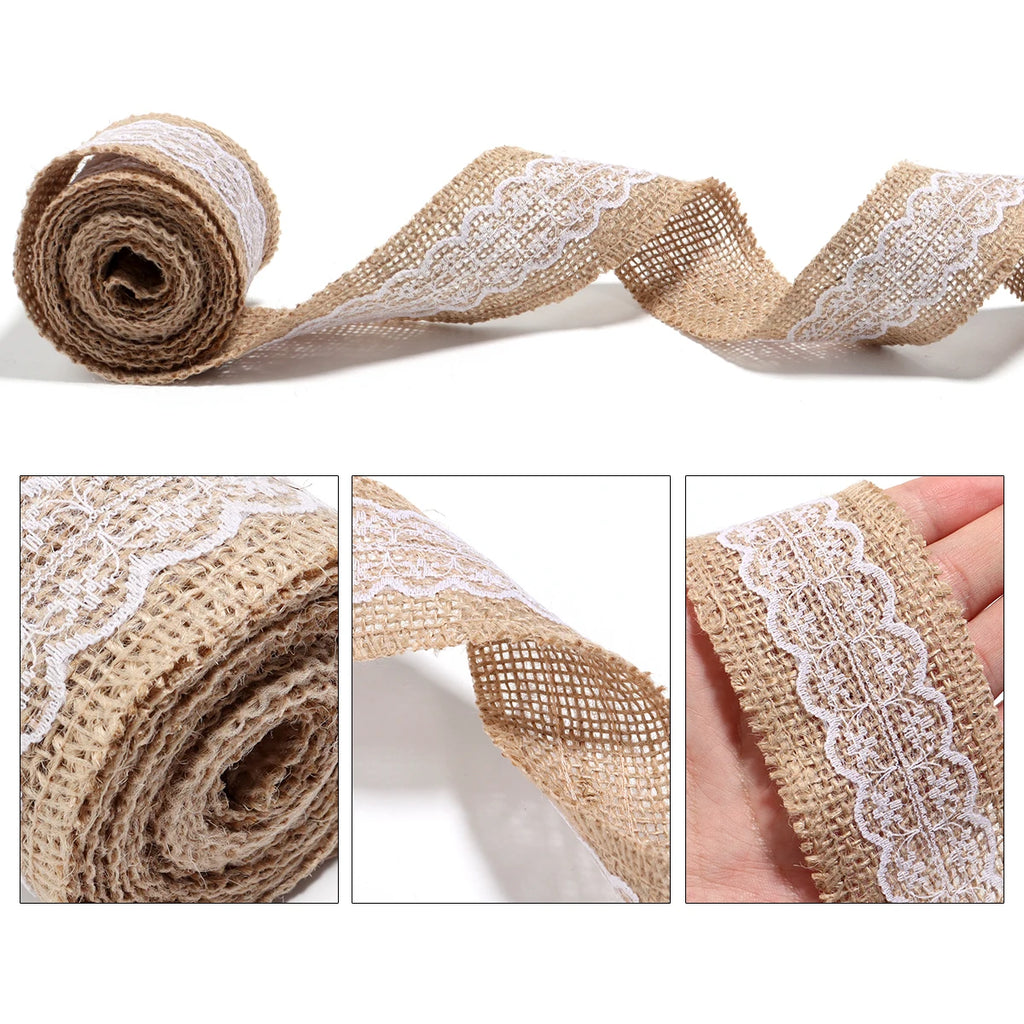 Natural Jute Burlap Ribbon 2m Roll – DIY Craft & Wedding Décor Burlap Craft Ribbon PLUSH