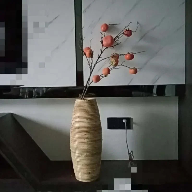 Handmade Indonesian Rattan Floor Vase – 30 or 40cm Woven Cane Decorative Floor Vase PLUSH