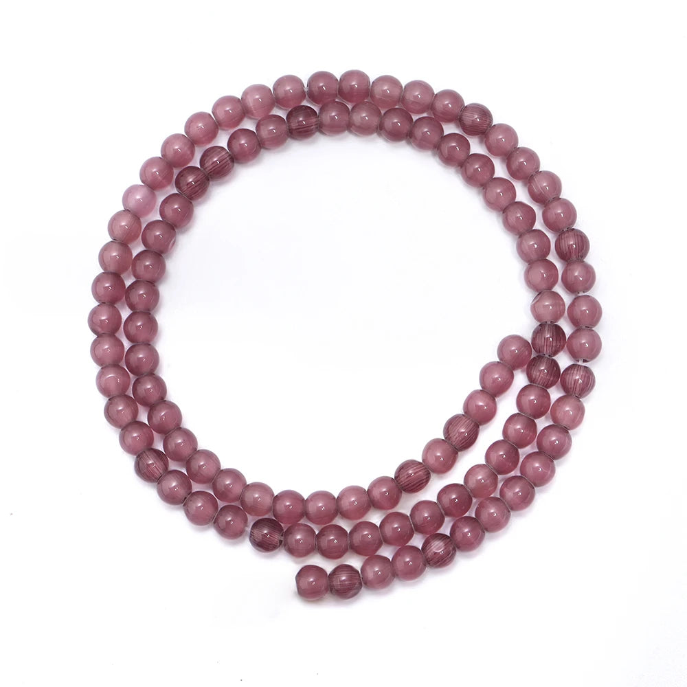 Purple Cat's Eye Stone Beads – Round Spacer Beads for Jewelry Stone Spacer Beads PLUSH 4mm 85pcs