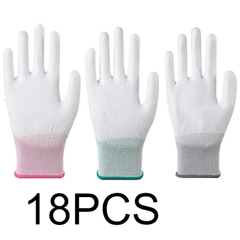 Anti-Slip PU Coated Work Gloves 6/12/18 Pack | Nylon Safety Safety Work Gloves PLUSH 18PCS L