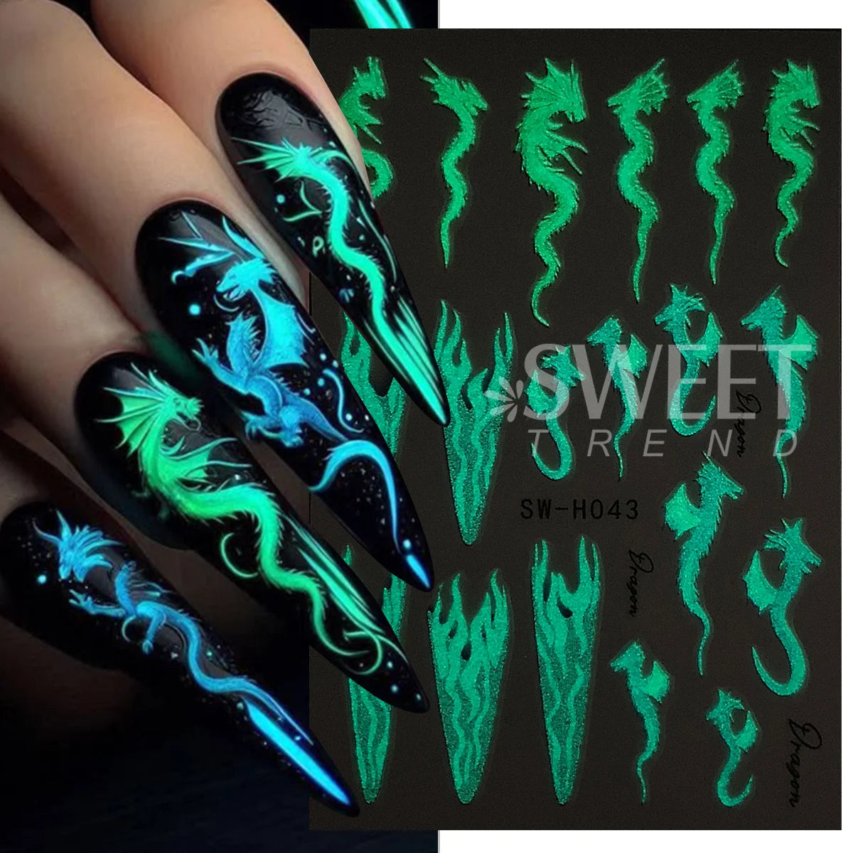 Glow in the Dark Halloween Nail Stickers – Skull & Spider 3-Pack Nail Art Stickers PLUSH