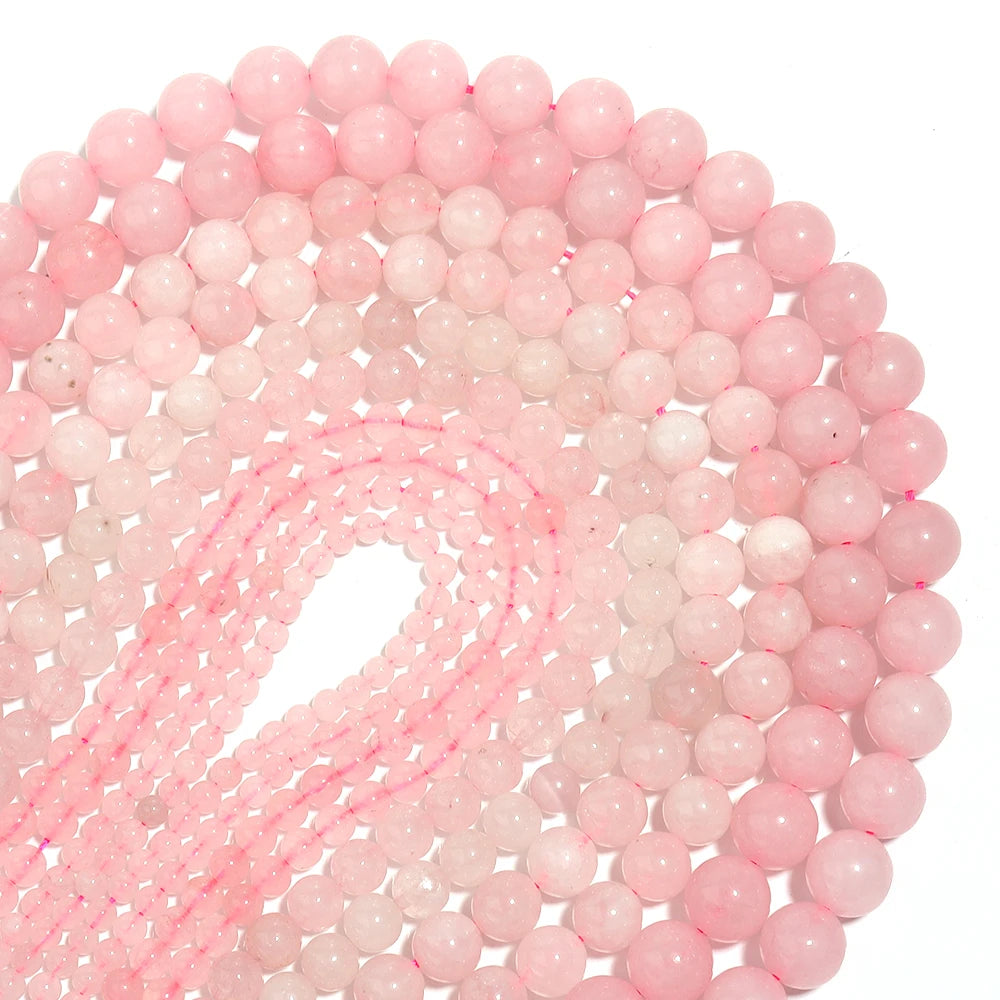 Natural Rose Quartz Round Spacer Beads – DIY Jewelry Making Stone Spacer Beads PLUSH