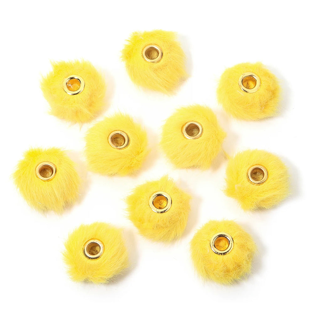 10pcs Multicolor Pompom Plush Fur Ball Beads DIY Jewelry Charms DIY Jewelry Charms PLUSH yellow