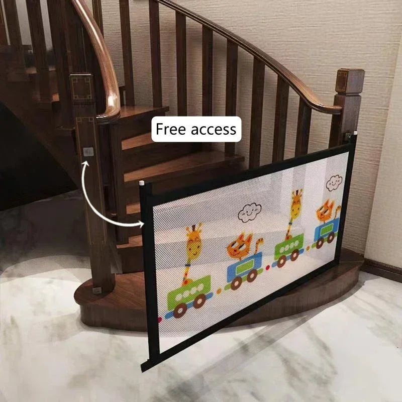 Folding Mesh Dog Gate & Pet Playpen – Stair & Doorway Barrier Dog Safety Gate PLUSH