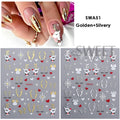 Christmas 3D Nail Stickers Gold Silver Glitter Xmas Decals 2pcs Nail Art Stickers PLUSH SWA51 Gold Silver