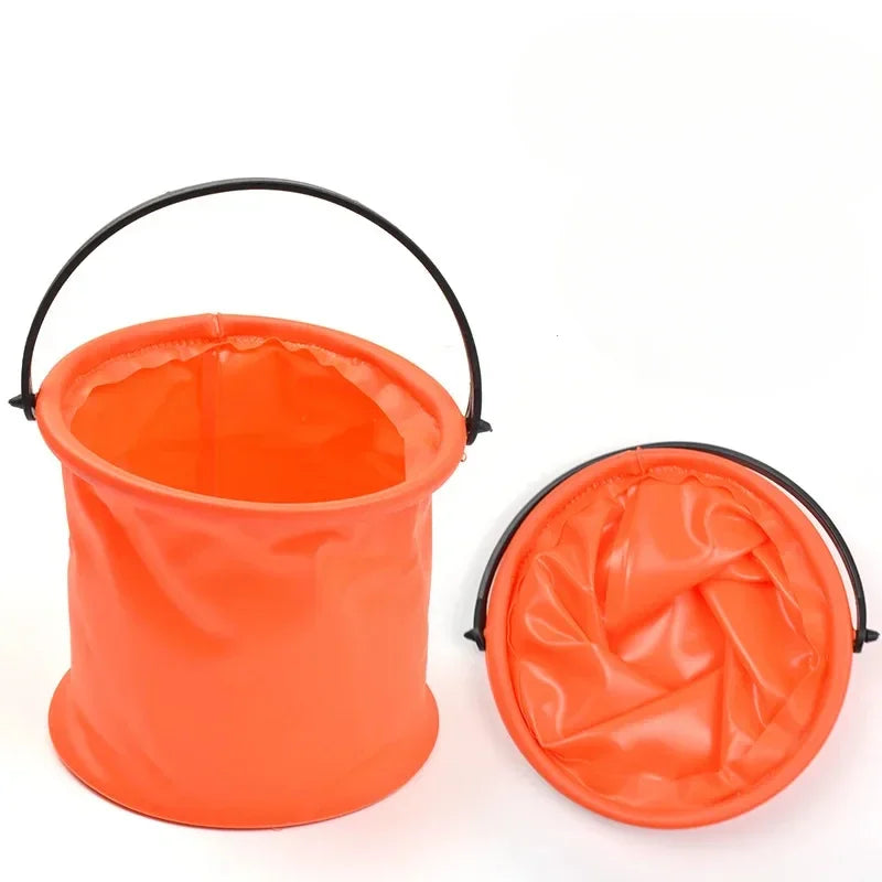 Folding Fishing Bucket – Portable PVC Bait & Live Fish Bucket Folding Fishing Bucket PLUSH Orange