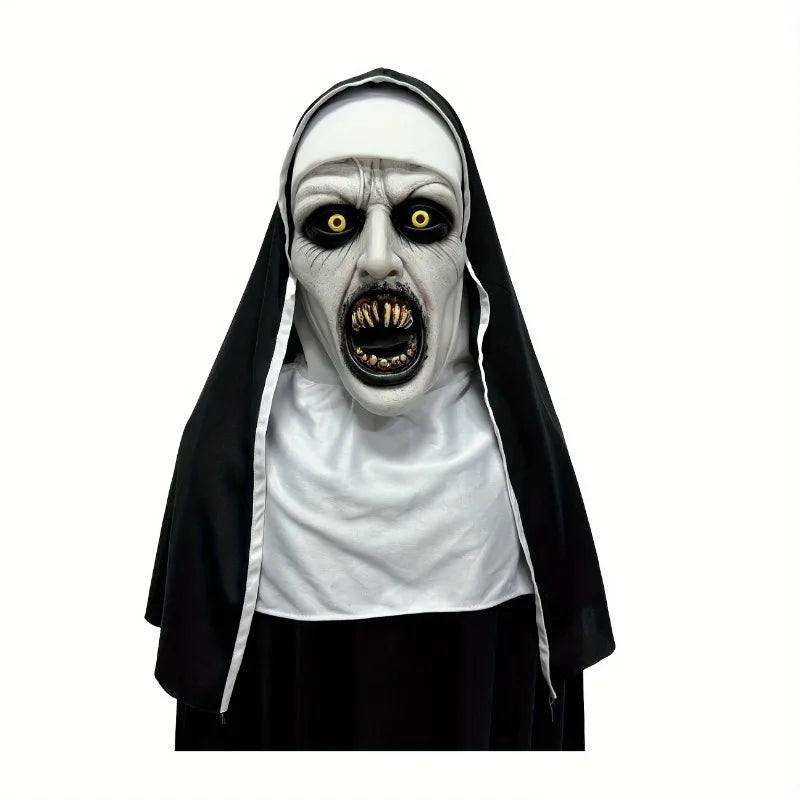 Frightening Nun Latex Mask – Halloween Horror Costume Halloween Costume Mask PLUSH