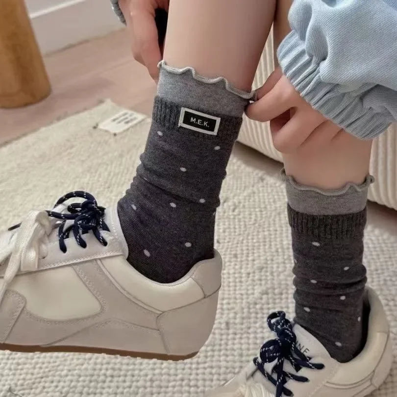 Women's Dotted Casual Long Socks – Soft Breathable Knit Women's Casual Socks PLUSH