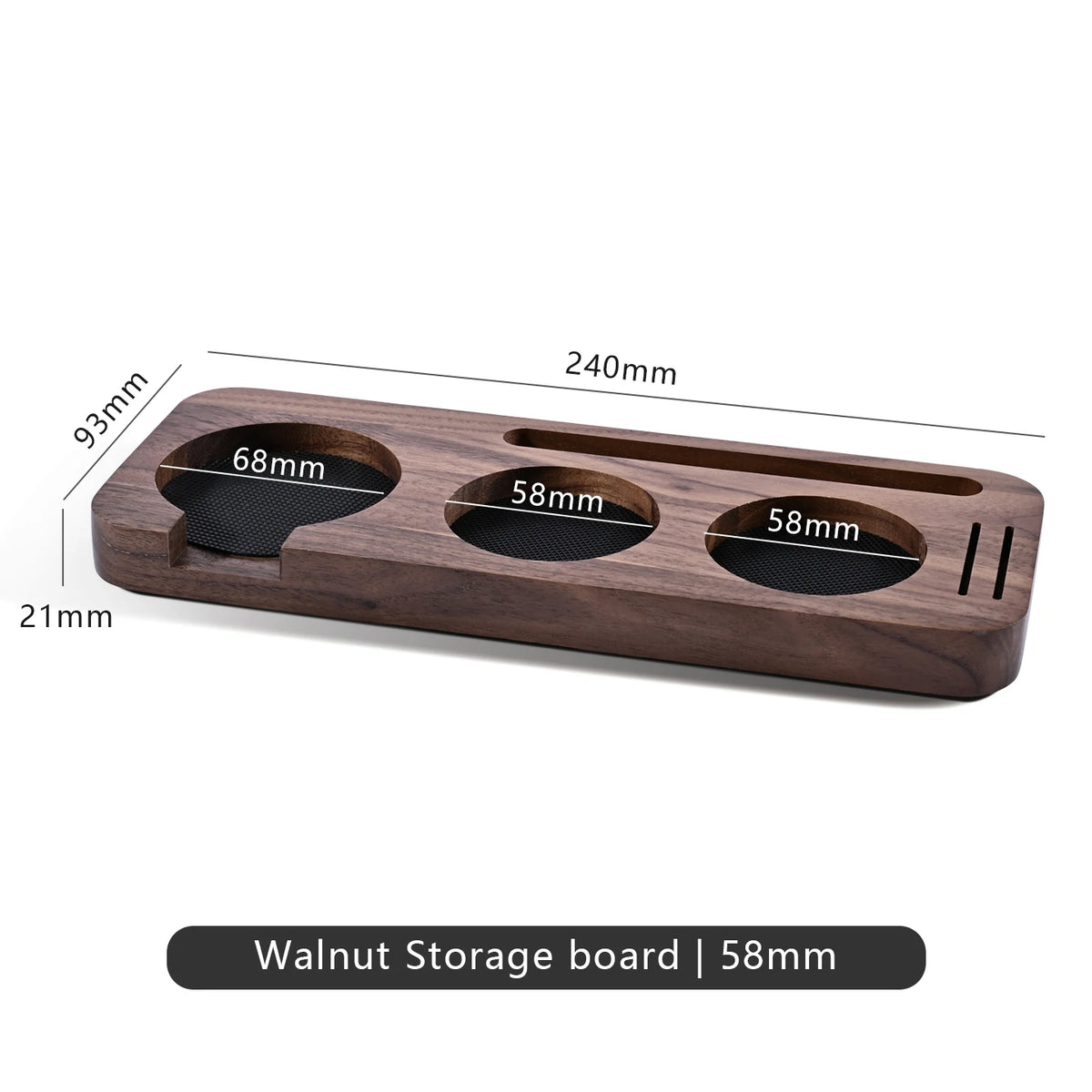 Solid Wood Coffee Tamper Station & Portafilter Holder 51/54/58mm Espresso Tamper Station PLUSH Walnut 58MM