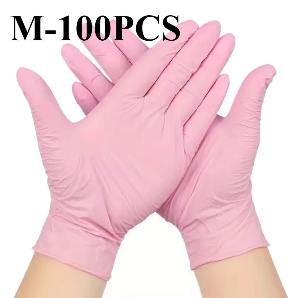 Light Pink Nitrile Gloves 50/100pcs – Powder Free Disposable Disposable Nitrile Gloves PLUSH M-100PCS
