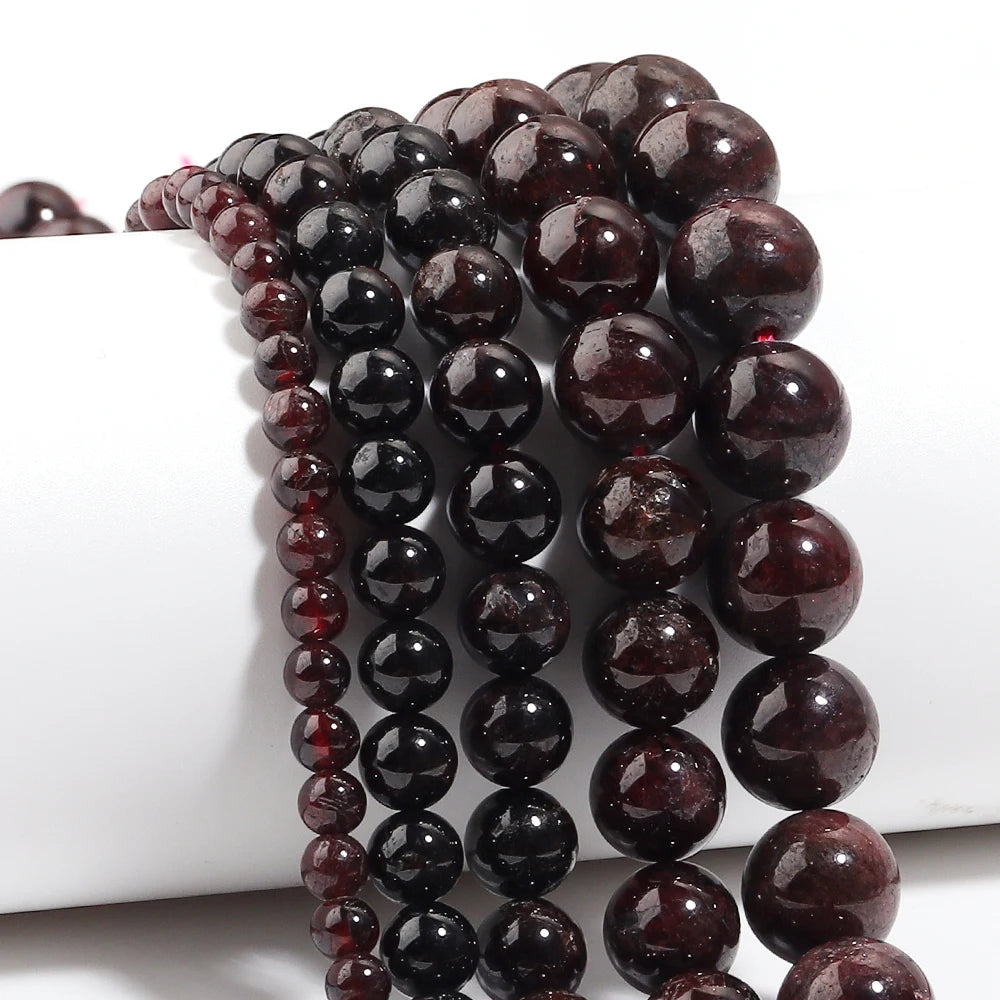 Wine Red Garnet Natural Stone Round Beads 4–12mm | DIY Jewelry Natural Stone Beads PLUSH