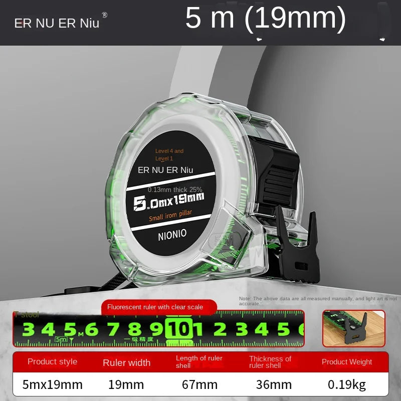 Fluorescent Tape Measure Double-Sided Scale 3/5/7/10m Tape Measure PLUSH 19mm-5M