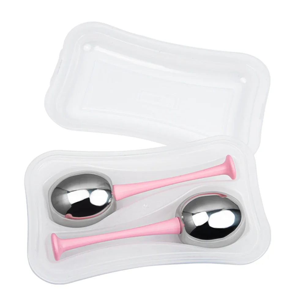 Stainless Steel Facial Ice Globes – Cooling Cryo Face Massager Facial Ice Globes PLUSH PINK