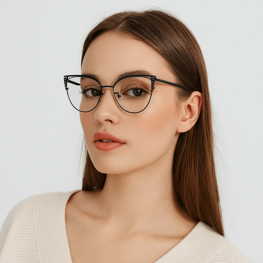 Rhinestone Blue Light Blocking Glasses – Square Frame Unisex Blue Light Glasses PLUSH