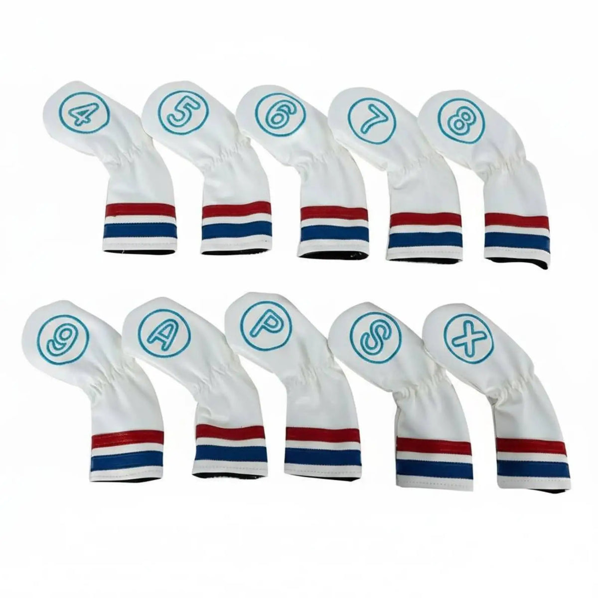Golf Iron Head Covers Set – 10pc PU Leather Waterproof Golf Iron Head Covers PLUSH White