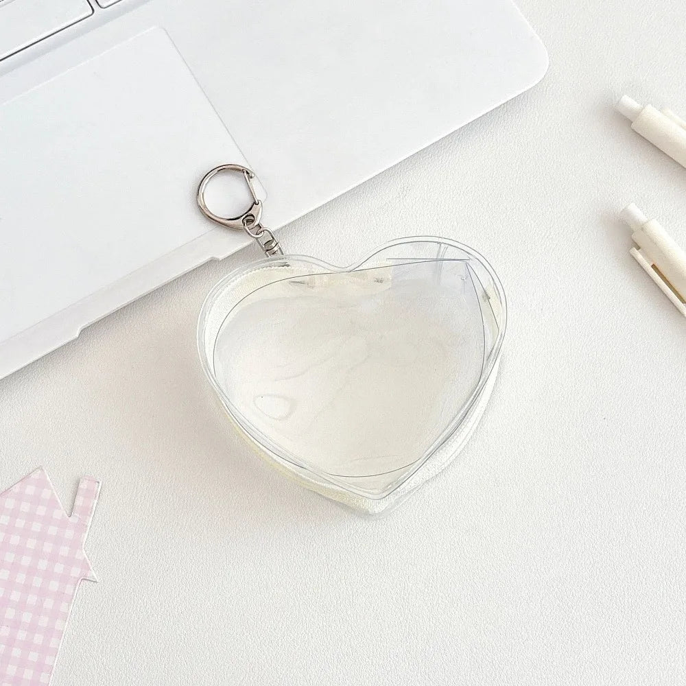 Transparent PVC Doll Storage Bag – Heart Zipper Display Case Doll Display Bag PLUSH White