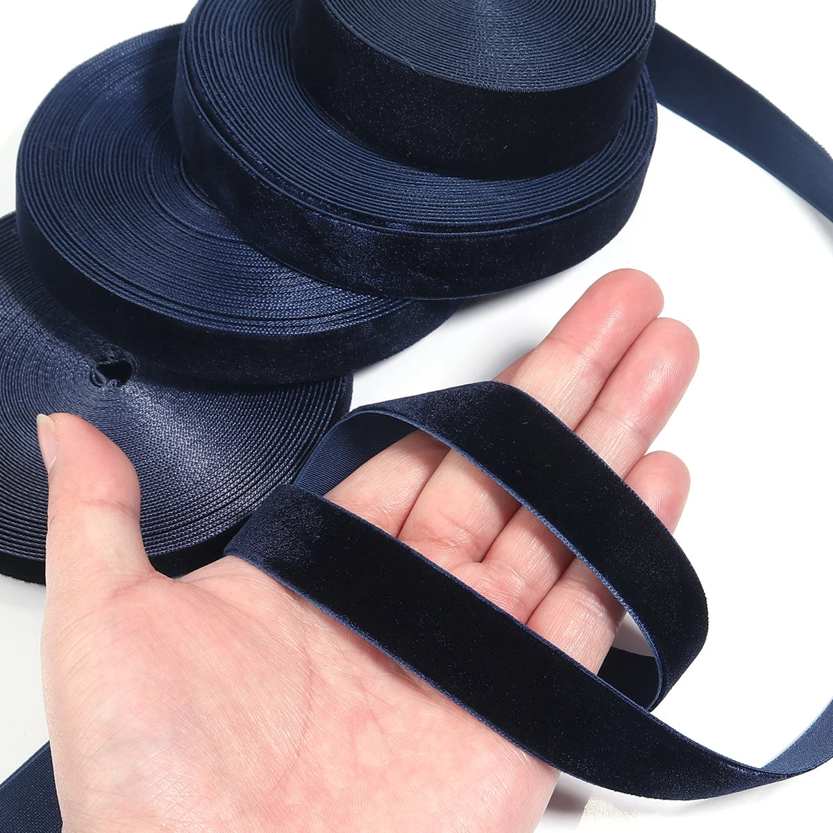 Navy Blue Velvet Ribbon Single Face Flocking 5/10 Yards DIY Velvet Craft Ribbon PLUSH
