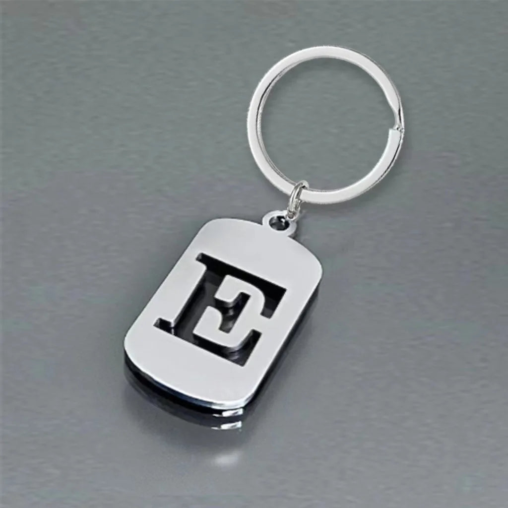 Stainless Steel Initial Letter Keychain – Men's Bag Pendant