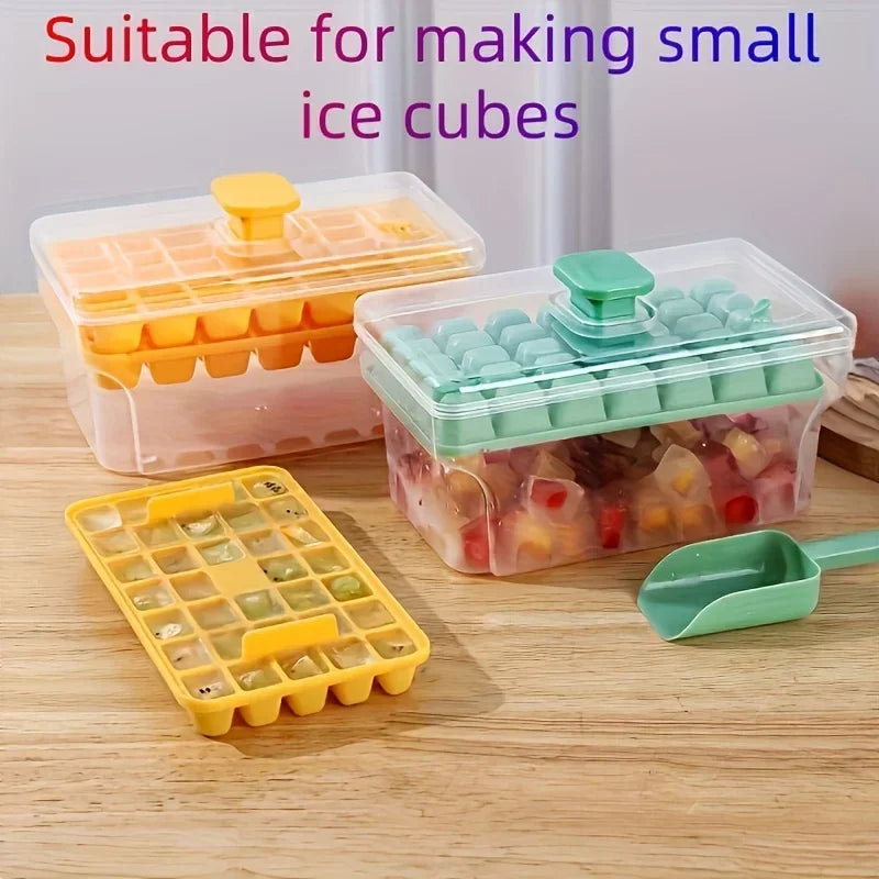 Ice Cube Tray with Lid & Bin – 68 Cubes, Easy Release Ice Cube Tray PLUSH