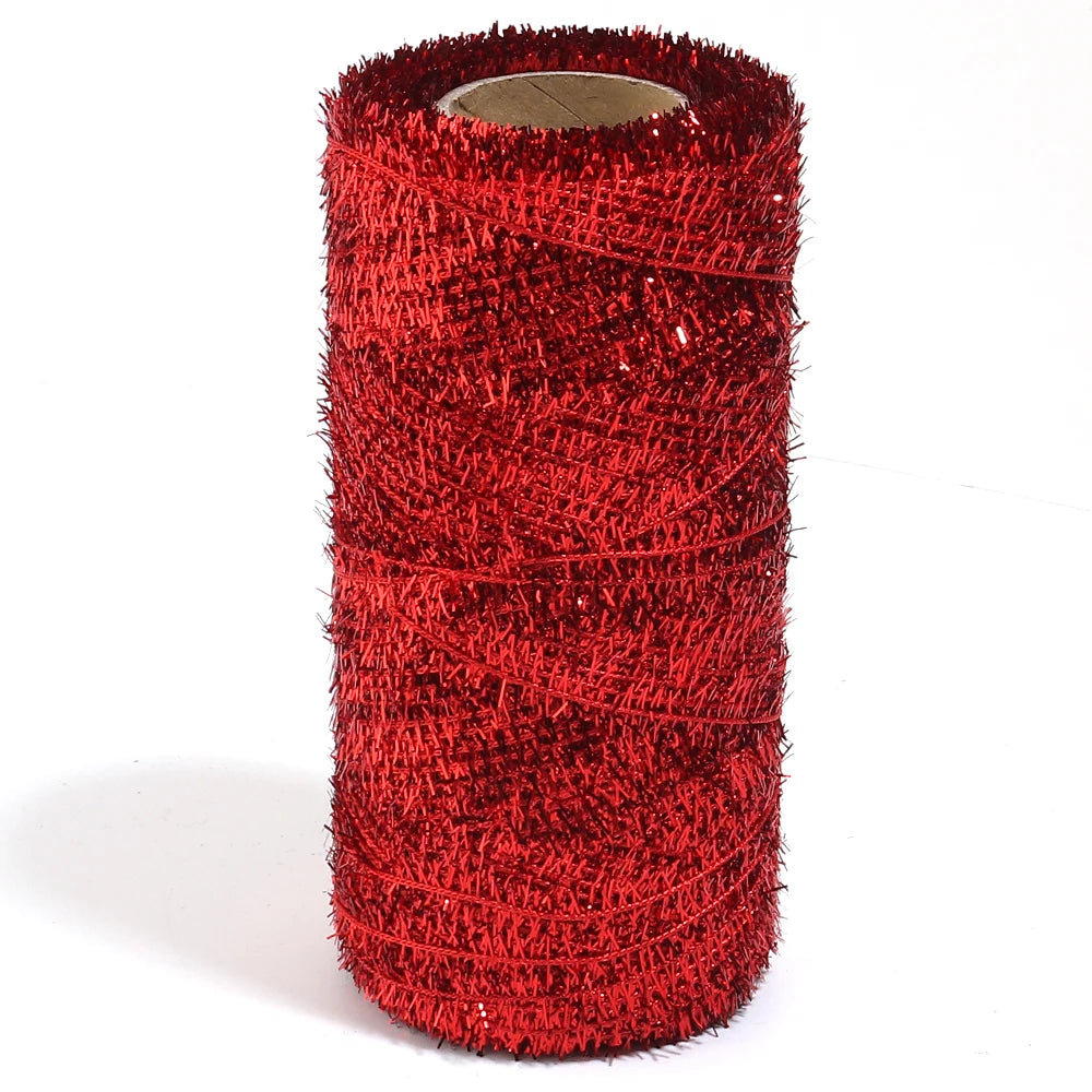 200 Yards Metallic Glitter Tinsel Yarn – DIY Gift & Craft Cord Craft Yarn Thread PLUSH red