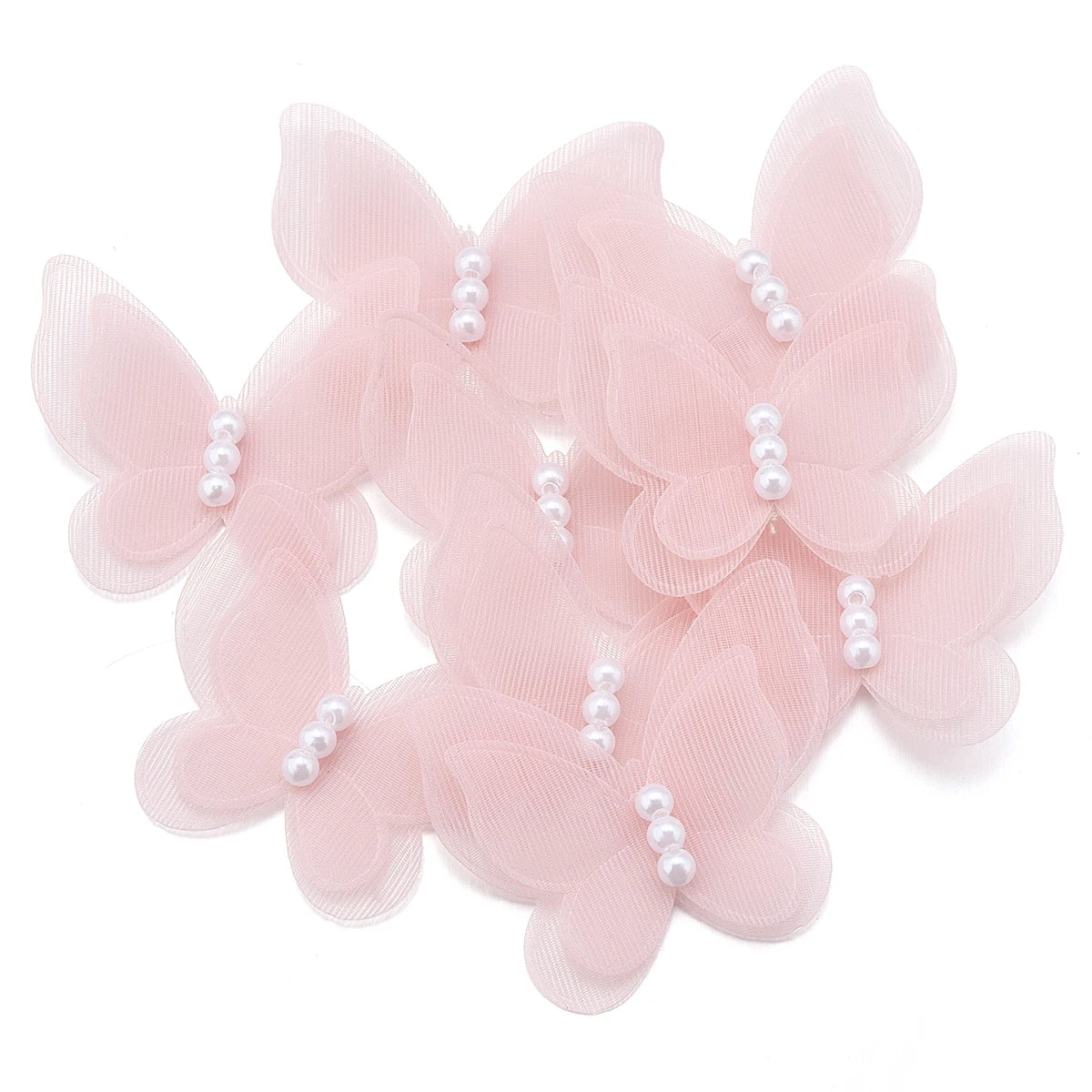 10pcs 3D Lace Butterfly Appliqués – DIY Sewing Craft Patches Fabric Appliqué Patch PLUSH Light Pink