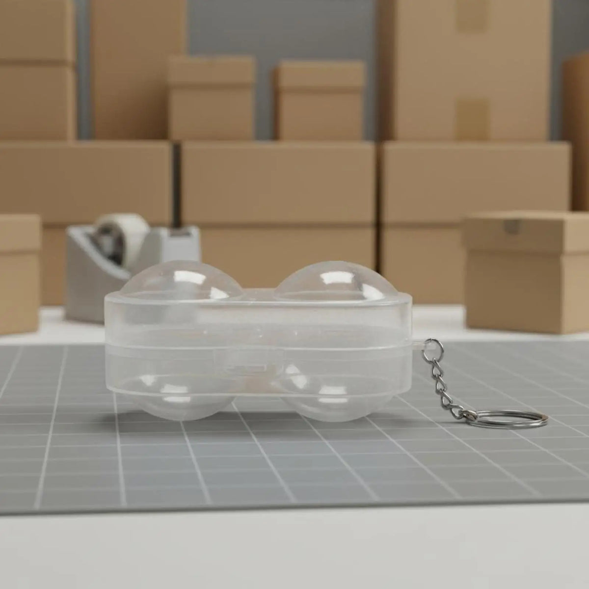 Ping Pong Ball Case – 2-Ball Transparent Pod with Keyring Table Tennis Accessory PLUSH