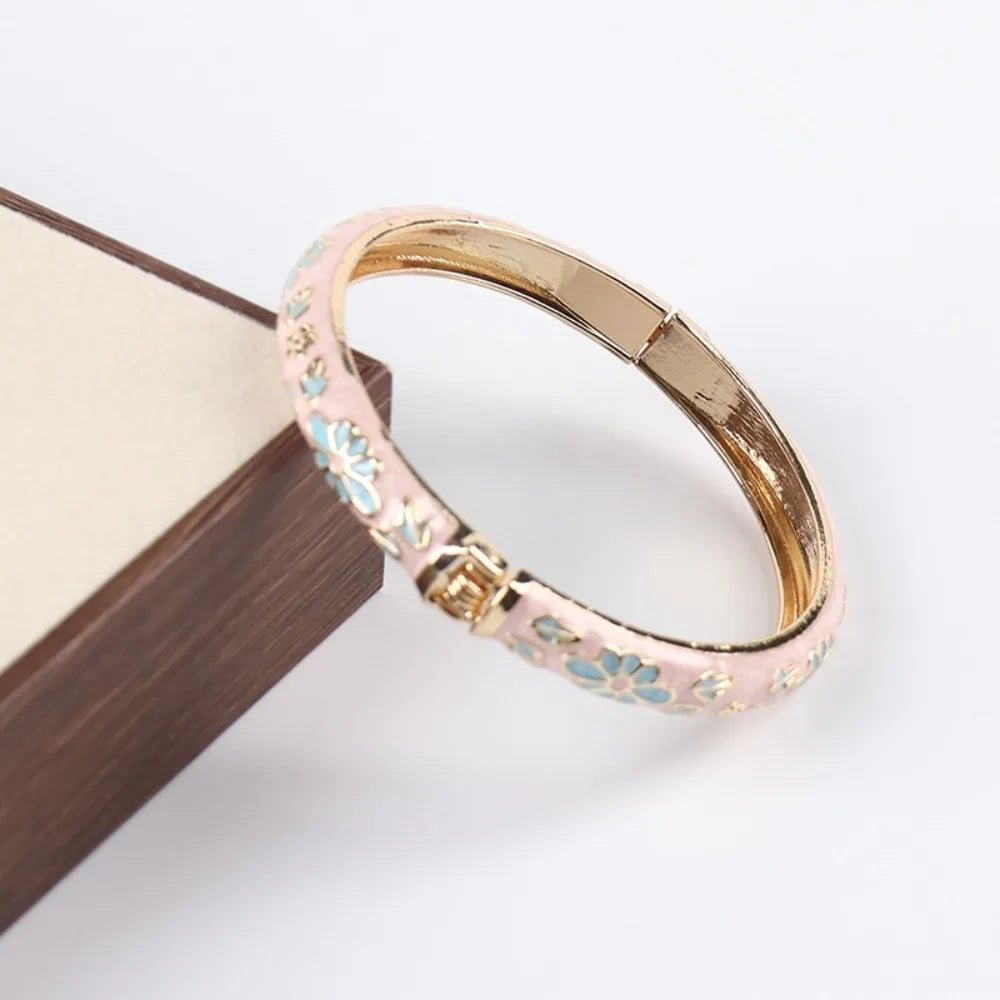 Vintage Cloisonne Enamel Floral Cuff Bangle | Women's Bracelet Enamel Cuff Bangle PLUSH Style 9