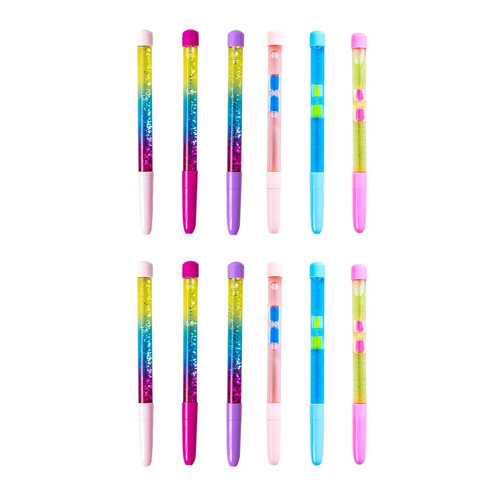 12pcs Quicksand Magic Wand Gel Pens – Cute Cartoon Gift Set Gel Pen Set PLUSH