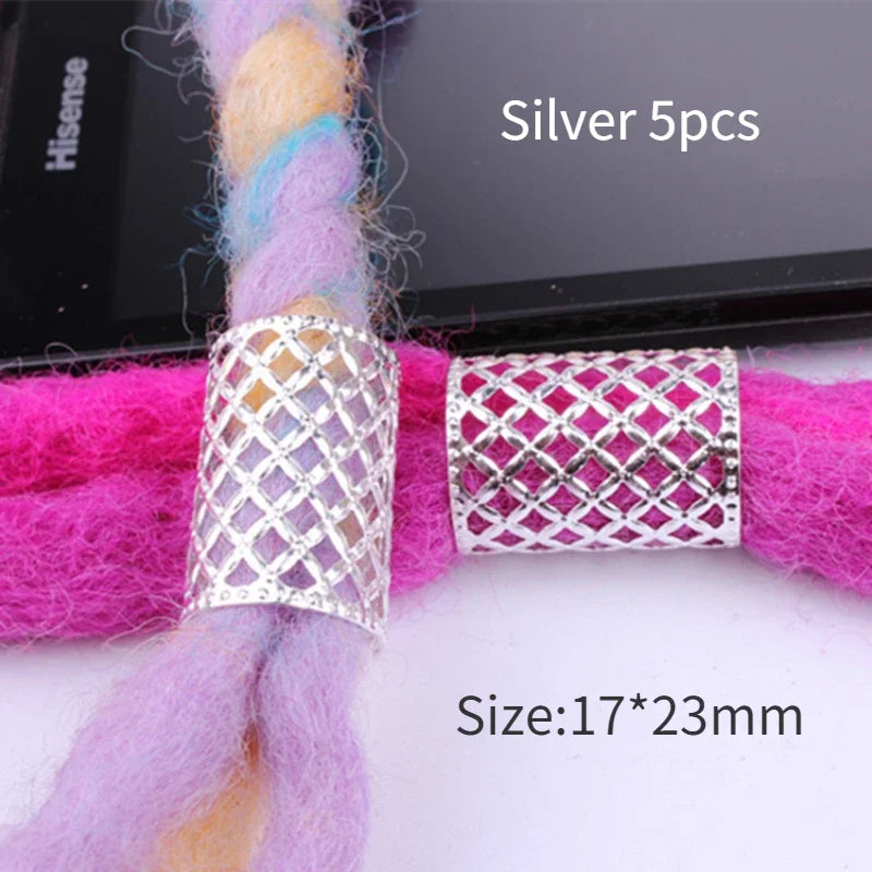 5pcs Hollow Flower Hair Cuffs – Dreadlock Braid Rings & Tubes Hair Braid Cuffs PLUSH 5pcs NO.2