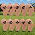 10-Piece Waterproof Golf Iron Head Covers – Padded PU Leather Golf Iron Head Covers PLUSH Nude
