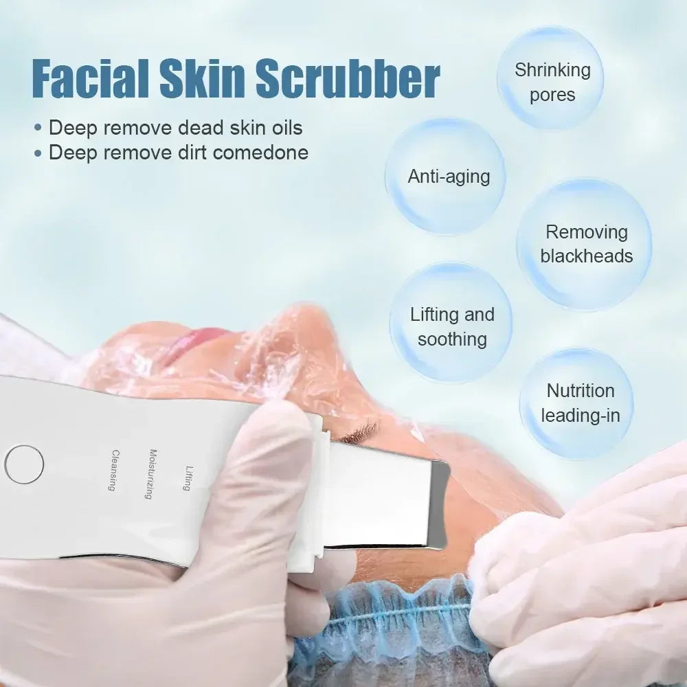 CAMMUO Ultrasonic Skin Scrubber Facial Peeling Device USB Facial Cleansing Device PLUSH