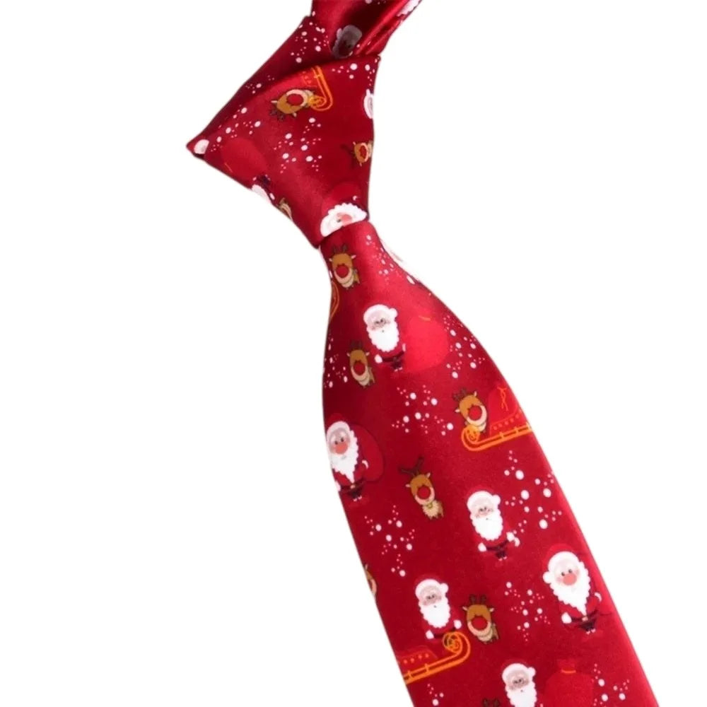 Men's Adjustable Christmas Necktie – Santa & Reindeer Tie Holiday Necktie PLUSH Style 2