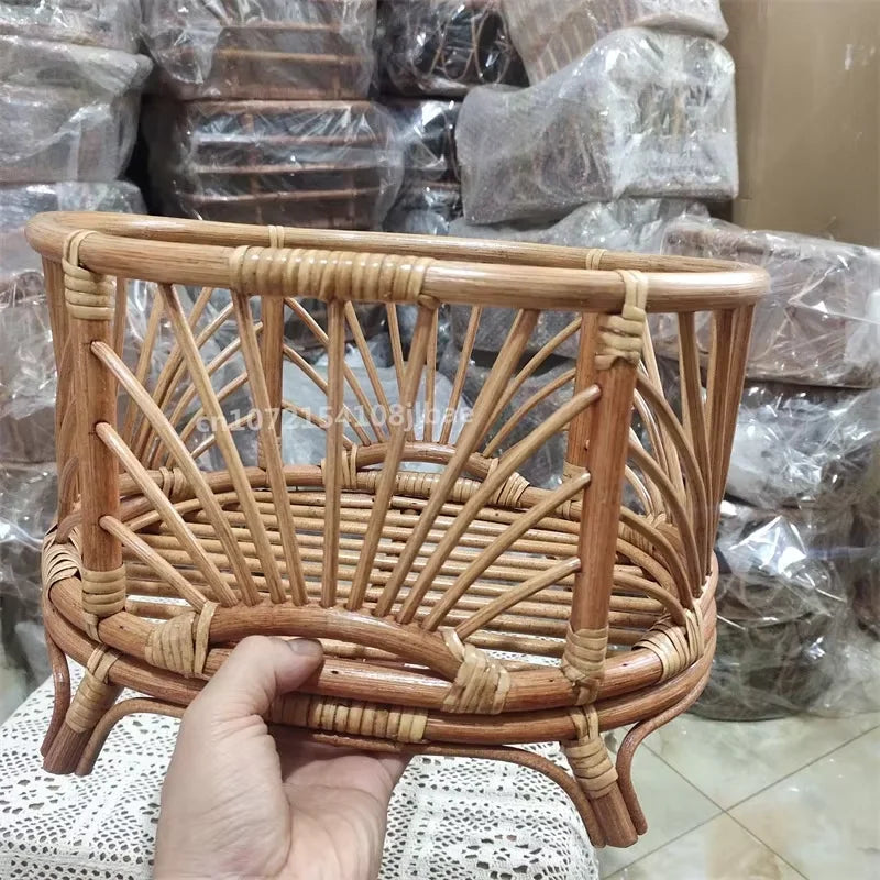 Newborn Rattan Basket Chair Photography Prop – 0-6M Infant Newborn Photography Prop PLUSH 6
